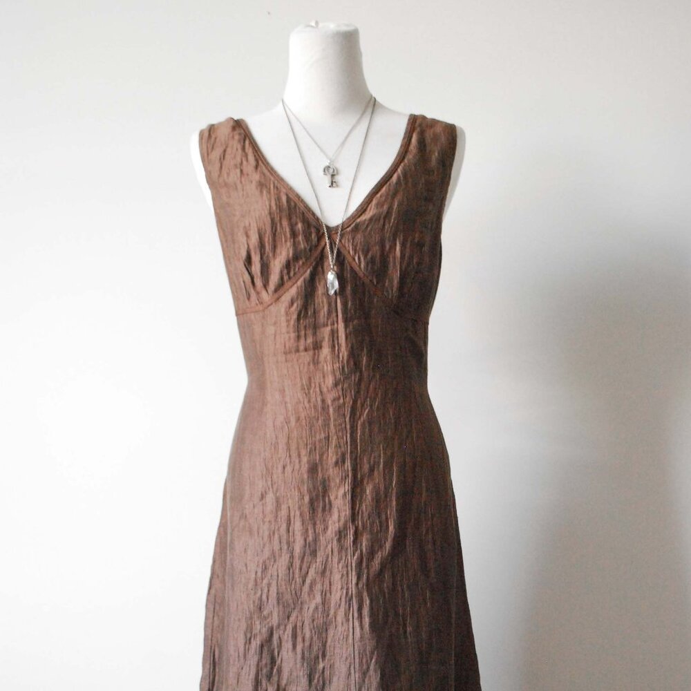 Taifun Earthy Brown Midi Dress